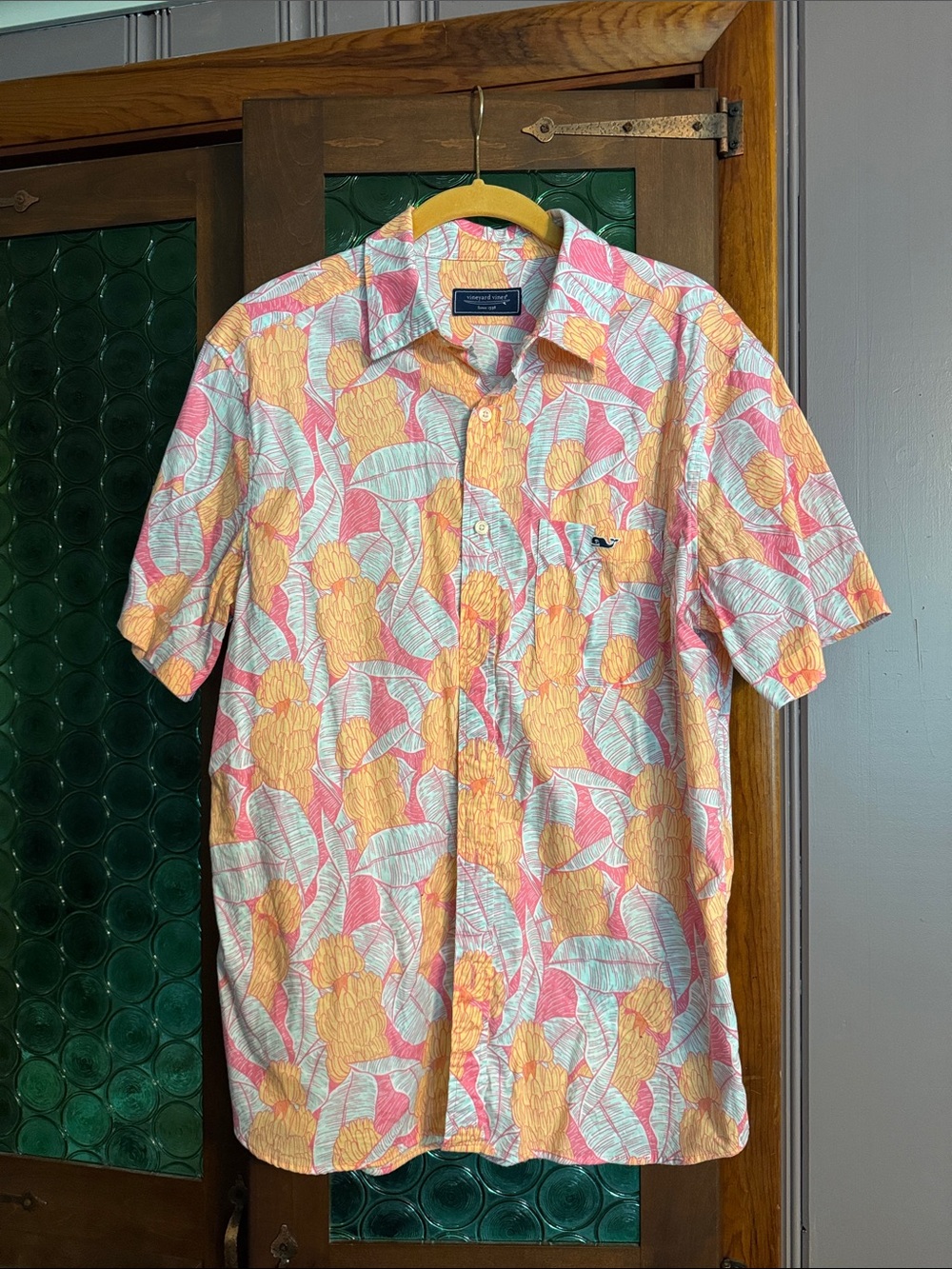 Tommy Bahama Short-Sleeve Floral Button-Up Shirt in Pink, Yellow & Light Blue